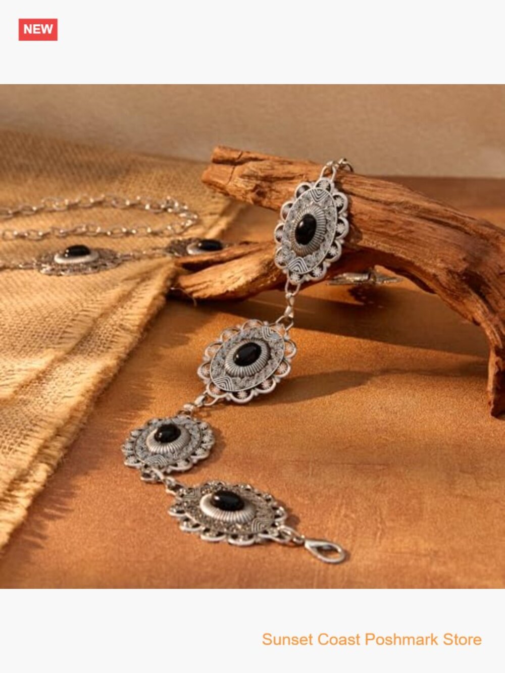 Boho Chain Belt for Dresses Jeans Western Cowgirl Waist Links Adjustable Metal - Picture 3 of 7
